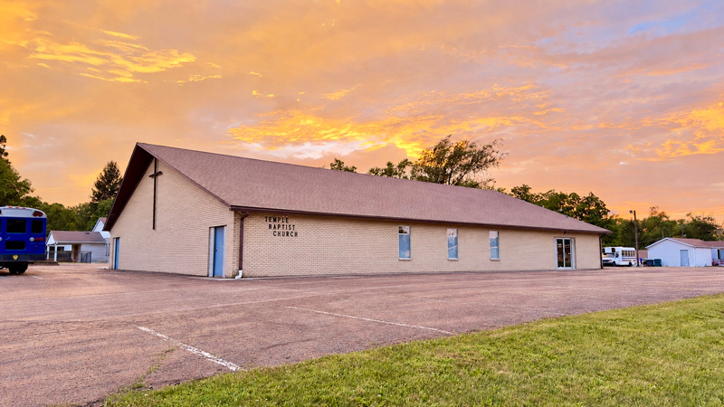 Beautiful sunset sky over Temple Baptist Church